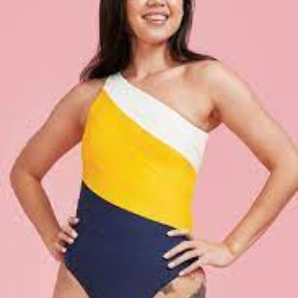 NWT Summersalt The Sidestroke - White Sand & Mango & Deep Sea Size 4